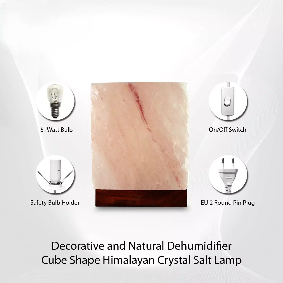 Decorative and Natural Dehumidifier Cube Shape Himalayan Crystal Salt Lamp