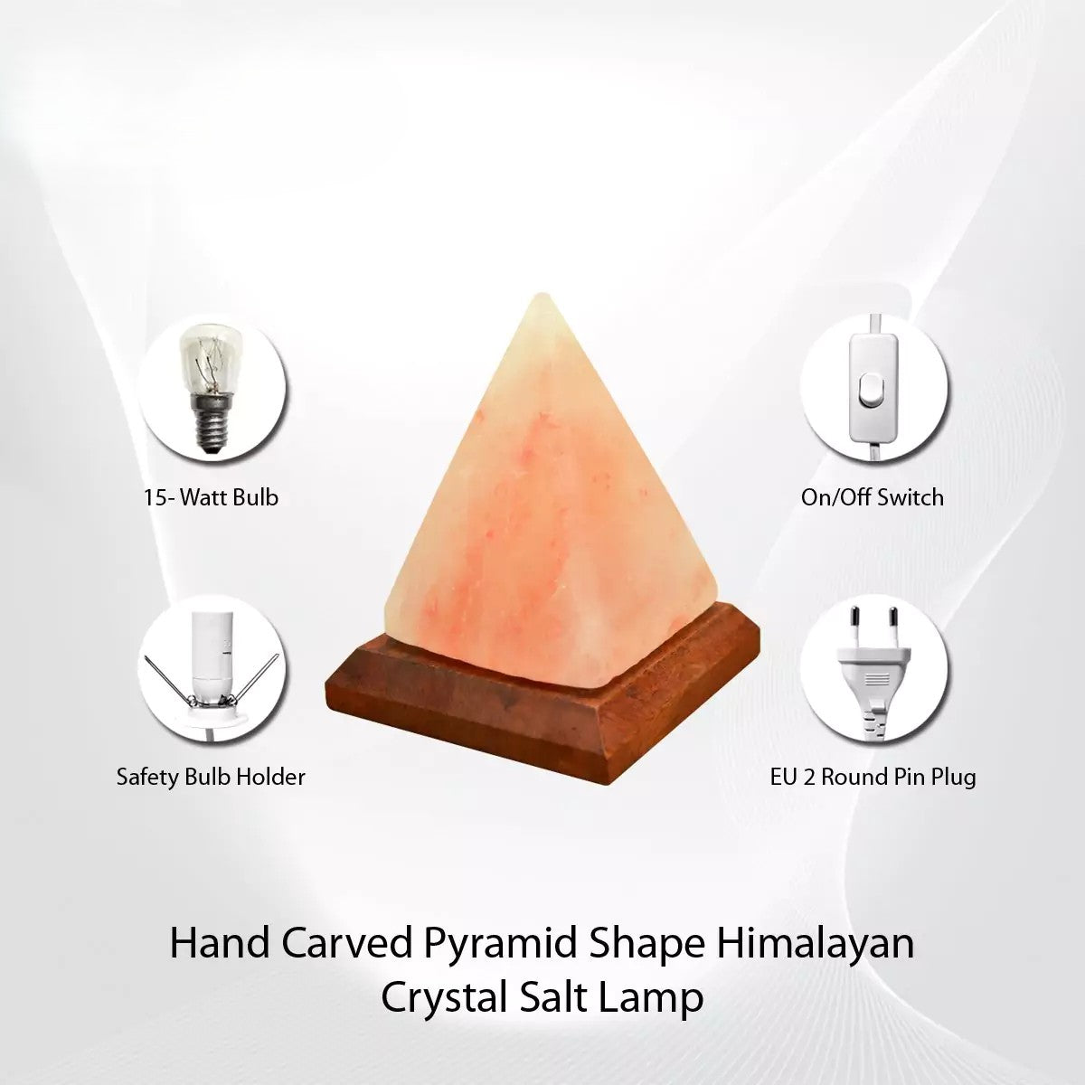 Hand Carved Pyramid Shape Himalayan Crystal Salt Lamp
